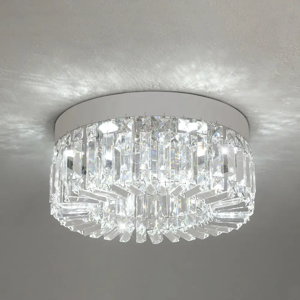 Luxury Modern Round Crystal & Stainless Chandelier Flush Mount Ceiling Light XH800-Y