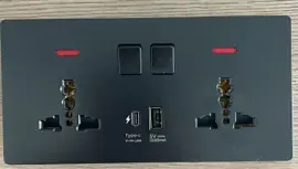 Twin/ Double Switch Socket 13A Hisence Integrated USB Type-A and Type-C Charging Ports